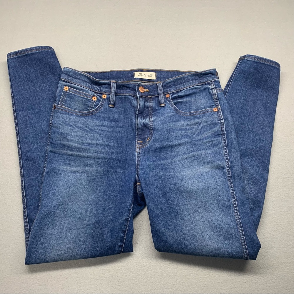 MADEWELL Womens Jeans Sz 30 9” High Rise Skinny Blue Medium Wash Stretch Denim